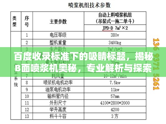 百度收錄標(biāo)準下的吸睛標(biāo)題，揭秘B面噴漿機奧秘，專業(yè)解析與探索
