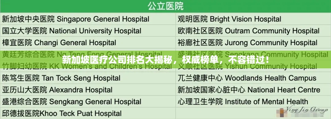 新加坡醫(yī)療公司排名大揭秘，權(quán)威榜單，不容錯過！