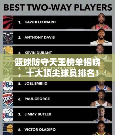 籃球防守天王榜單揭曉，十大頂尖球員排名！