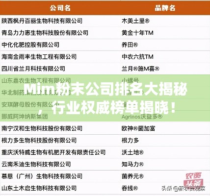 Mim粉末公司排名大揭秘，行業(yè)權(quán)威榜單揭曉！