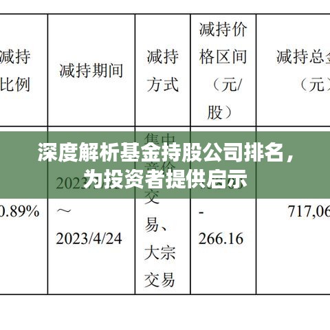 深度解析基金持股公司排名，為投資者提供啟示