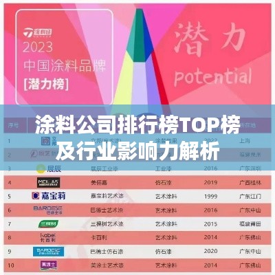 涂料公司排行榜TOP榜及行業(yè)影響力解析