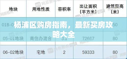 楊浦區(qū)購(gòu)房指南，最新買(mǎi)房攻略大全