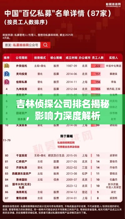 吉林偵探公司排名揭秘，影響力深度解析