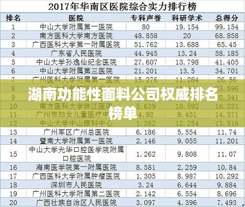 湖南功能性面料公司權(quán)威排名榜單