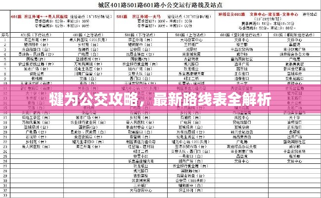犍為公交攻略，最新路線表全解析