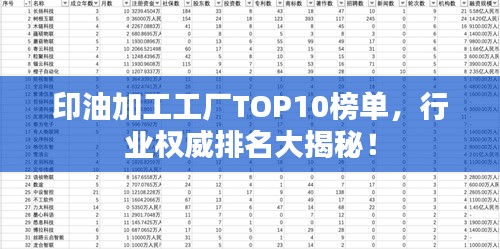 印油加工工廠TOP10榜單，行業(yè)權(quán)威排名大揭秘！