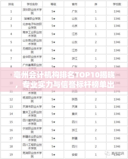 亳州會(huì)計(jì)機(jī)構(gòu)排名TOP10揭曉，專業(yè)實(shí)力與信譽(yù)標(biāo)桿榜單出爐！