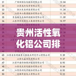 貴州活性氧化鋁公司排名揭曉，行業(yè)領(lǐng)軍者榜單出爐！
