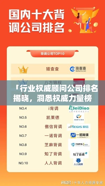 「行業(yè)權(quán)威顧問(wèn)公司排名揭曉，洞悉權(quán)威力量榜單」