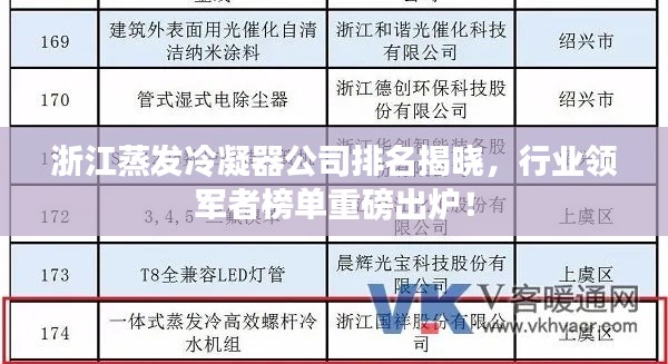 浙江蒸發(fā)冷凝器公司排名揭曉，行業(yè)領(lǐng)軍者榜單重磅出爐！