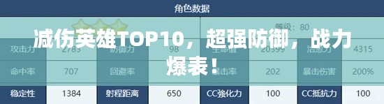 減傷英雄TOP10，超強(qiáng)防御，戰(zhàn)力爆表！