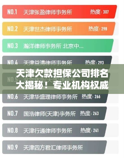 天津欠款擔(dān)保公司排名大揭秘！專業(yè)機(jī)構(gòu)權(quán)威榜單出爐！